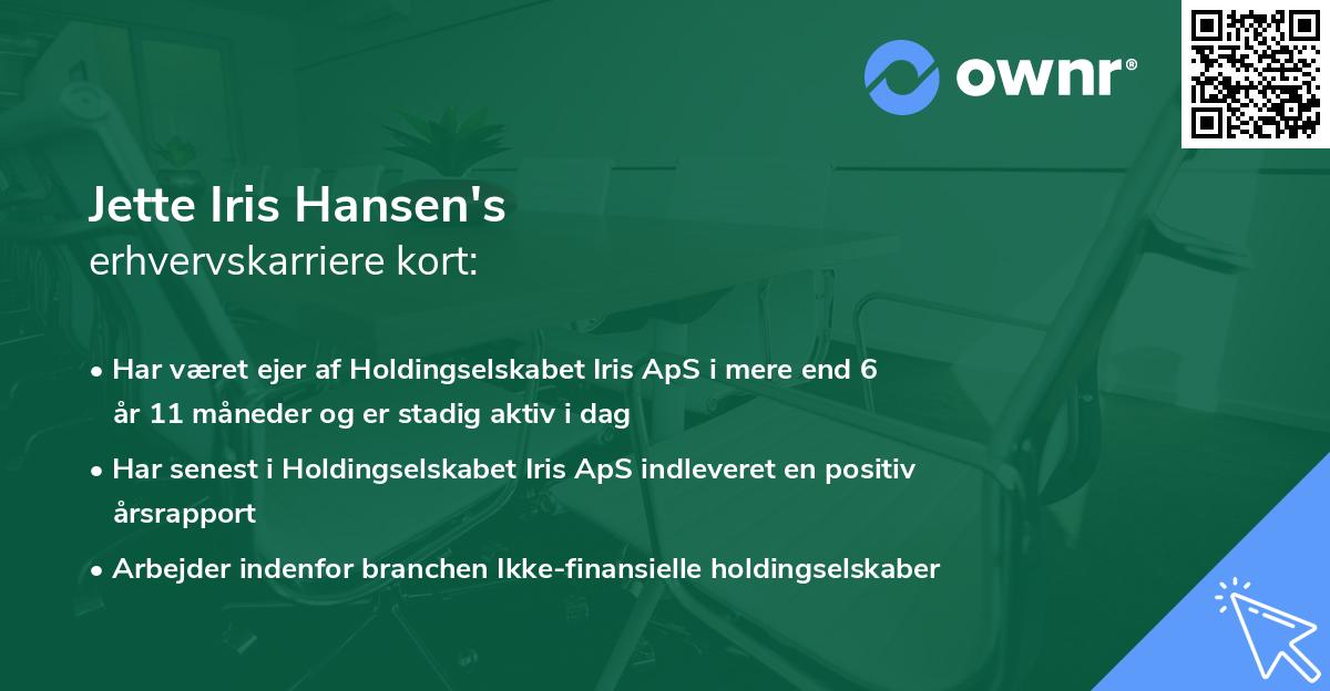 Jette Iris Hansen's erhvervskarriere kort