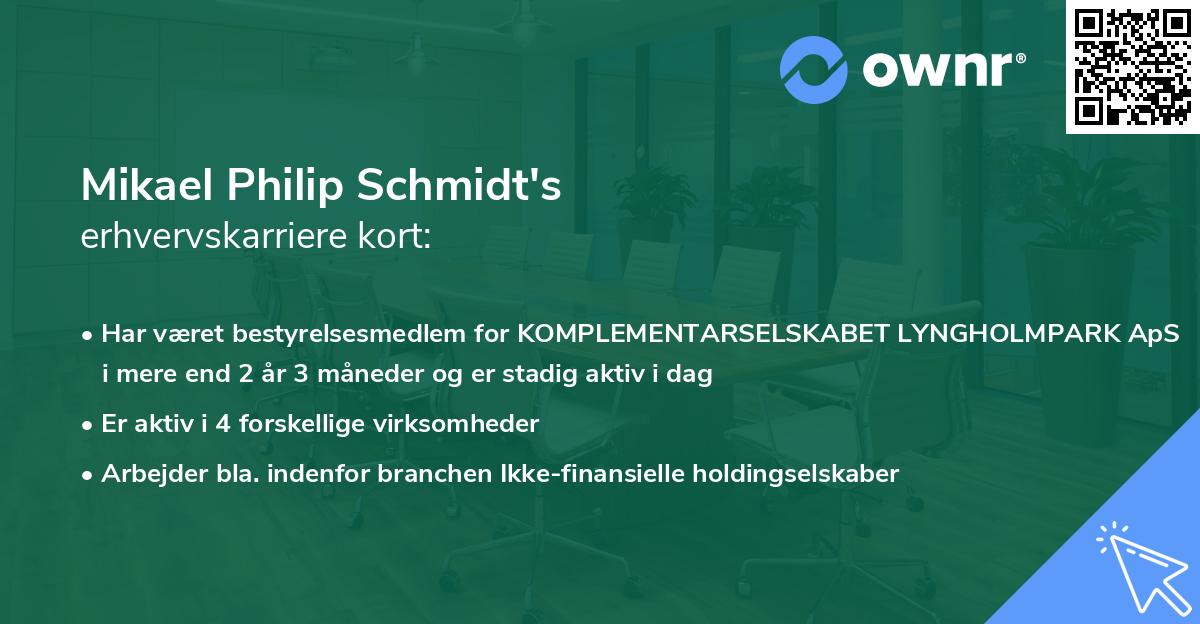 Mikael Philip Schmidt's erhvervskarriere kort