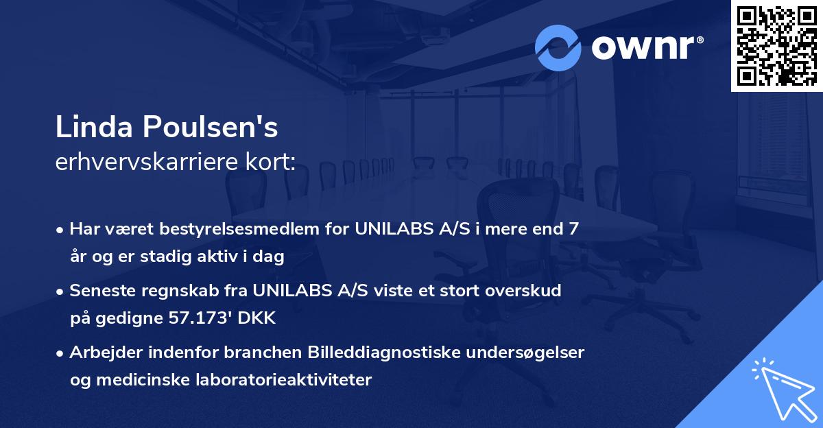 Linda Poulsen's erhvervskarriere kort