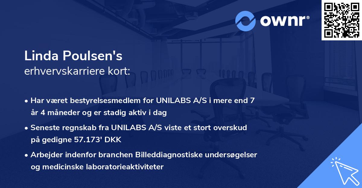 Linda Poulsen's erhvervskarriere kort