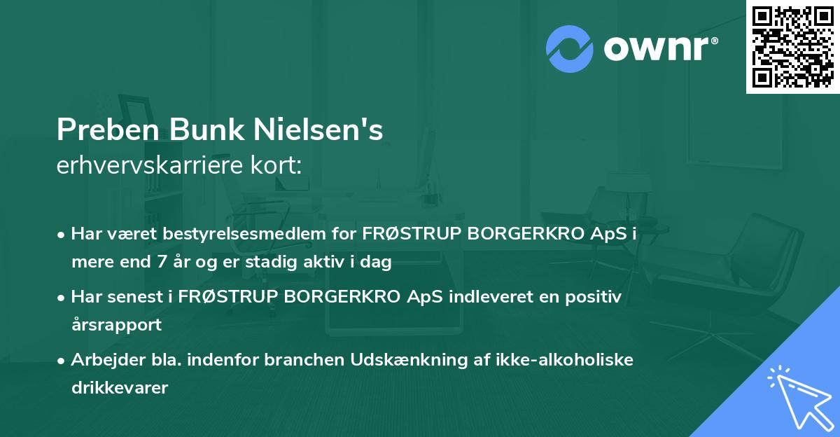 Preben Bunk Nielsen's erhvervskarriere kort