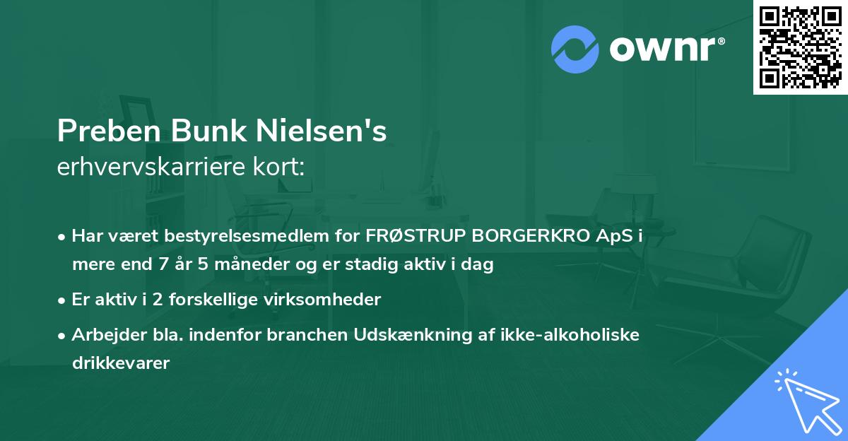 Preben Bunk Nielsen's erhvervskarriere kort