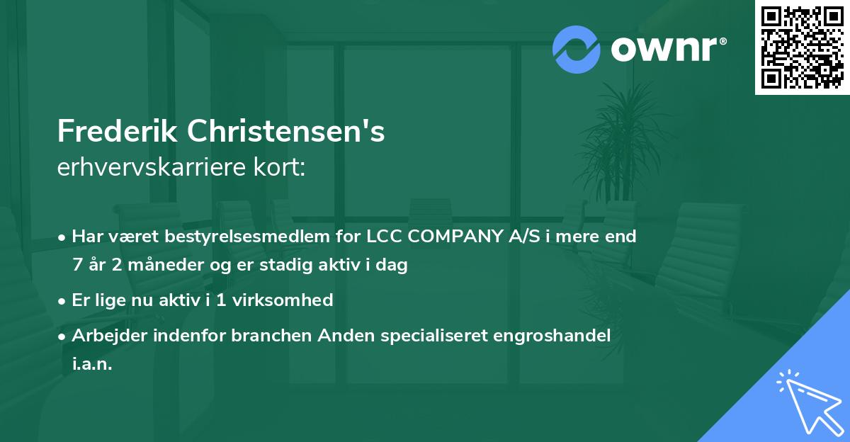 Frederik Christensen's erhvervskarriere kort