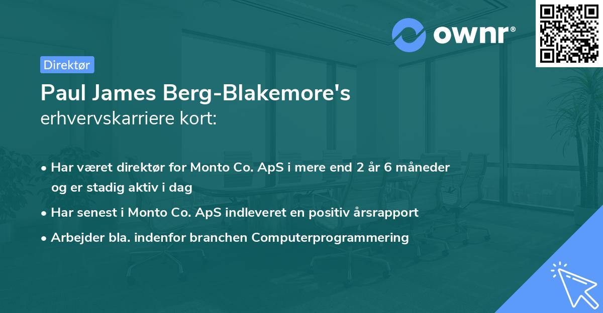 Paul James Berg-Blakemore's erhvervskarriere kort