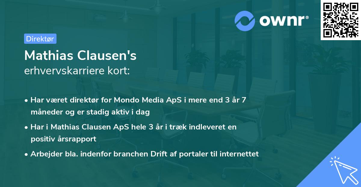 Mathias Clausen's erhvervskarriere kort