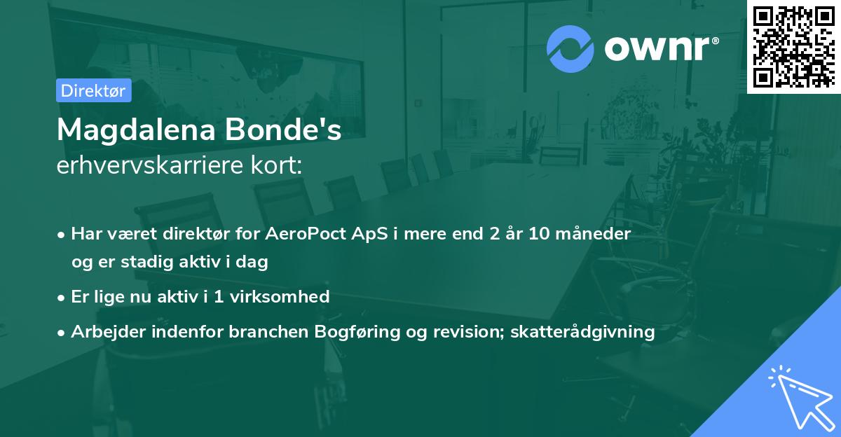 Magdalena Bonde's erhvervskarriere kort
