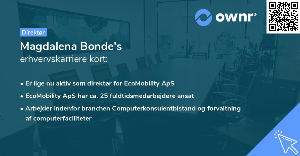 Magdalena Bonde's erhvervskarriere kort