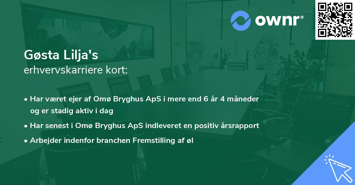 Gøsta Lilja's erhvervskarriere kort