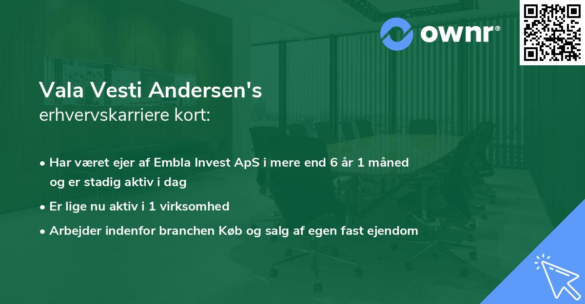 Vala Vesti Andersen's erhvervskarriere kort