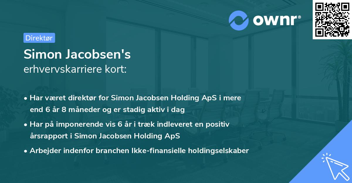 Simon Jacobsen's erhvervskarriere kort