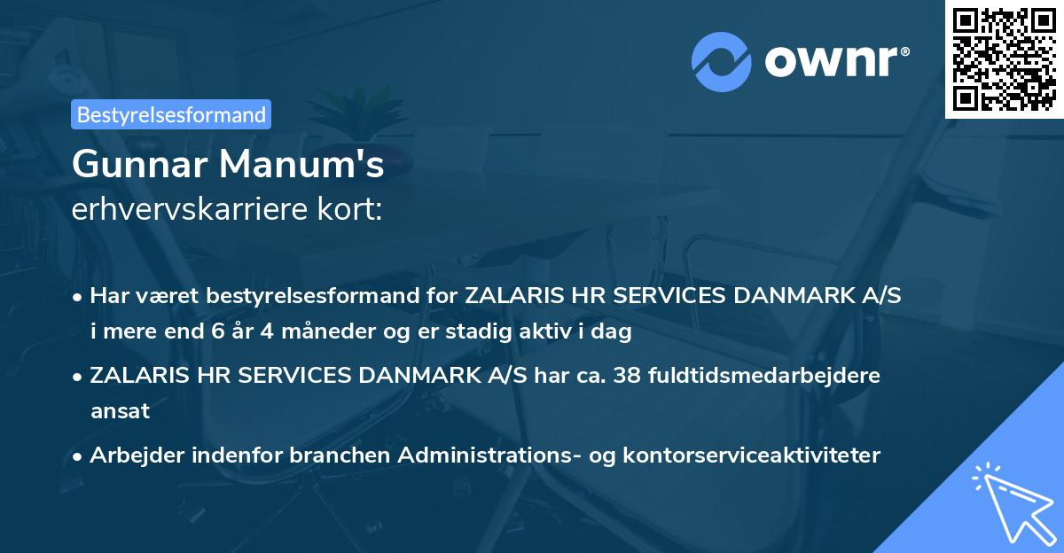 Gunnar Manum's erhvervskarriere kort
