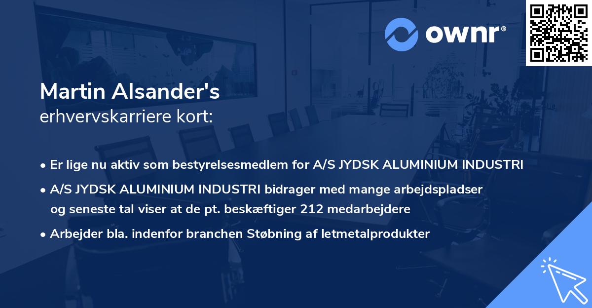 Martin Alsander's erhvervskarriere kort