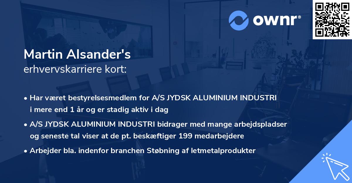 Martin Alsander's erhvervskarriere kort