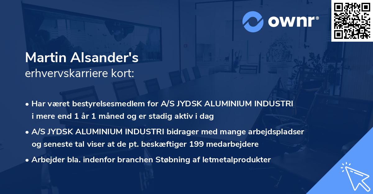 Martin Alsander's erhvervskarriere kort