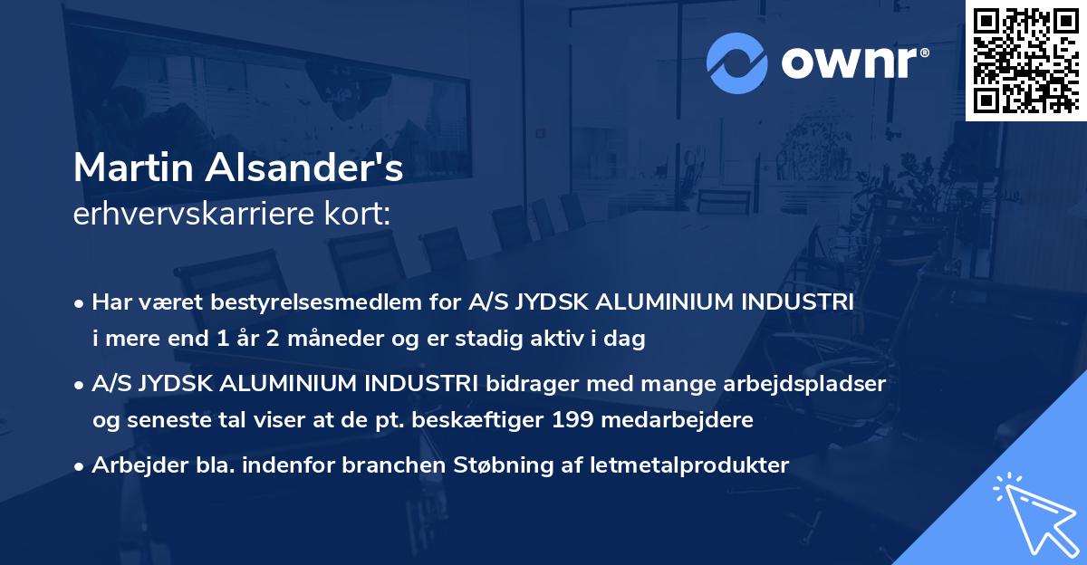 Martin Alsander's erhvervskarriere kort
