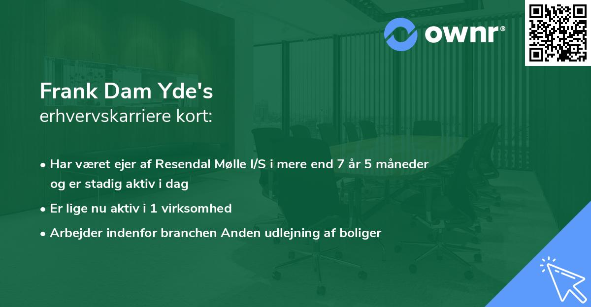 Frank Dam Yde's erhvervskarriere kort
