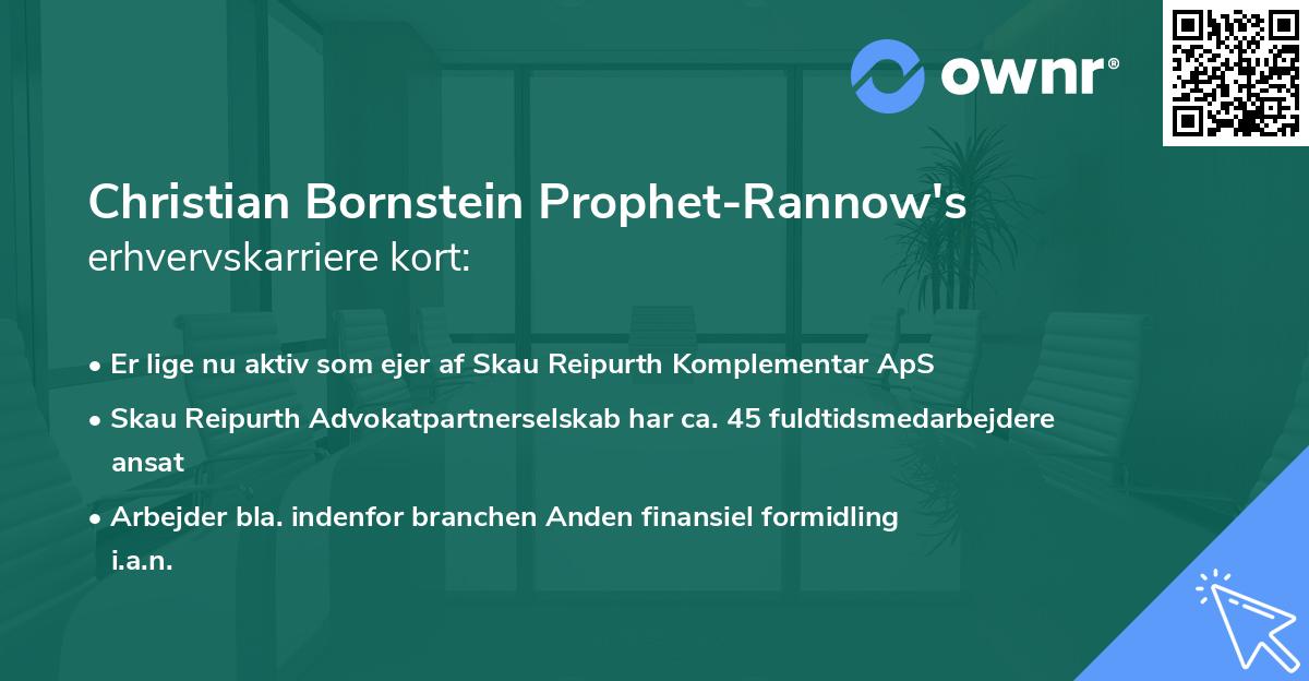 Christian Bornstein Prophet-Rannow's erhvervskarriere kort