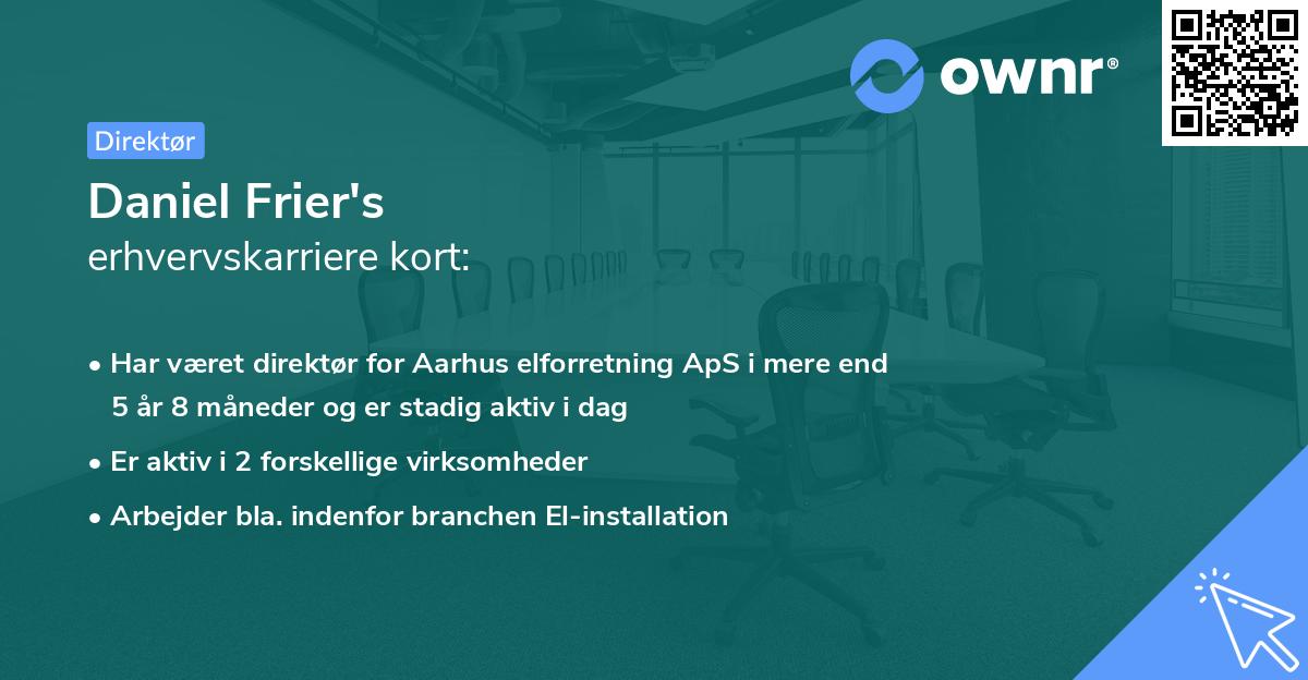 Daniel Frier's erhvervskarriere kort
