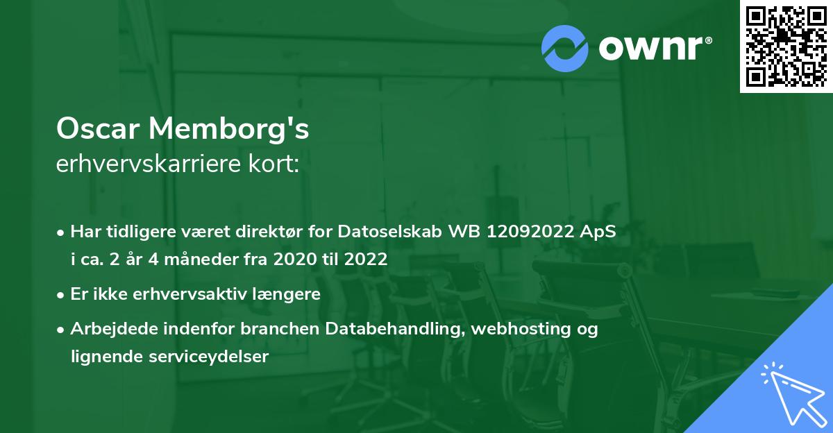 Oscar Memborg's erhvervskarriere kort