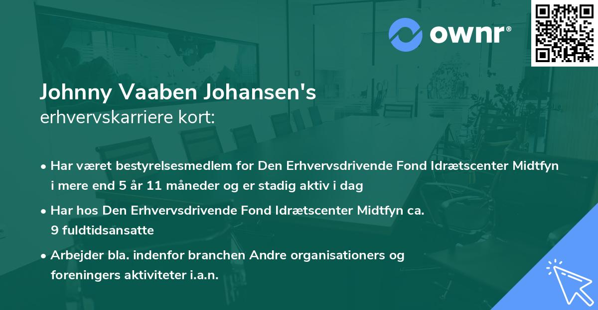 Johnny Vaaben Johansen's erhvervskarriere kort