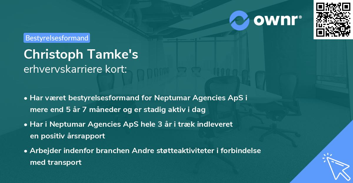 Christoph Tamke's erhvervskarriere kort