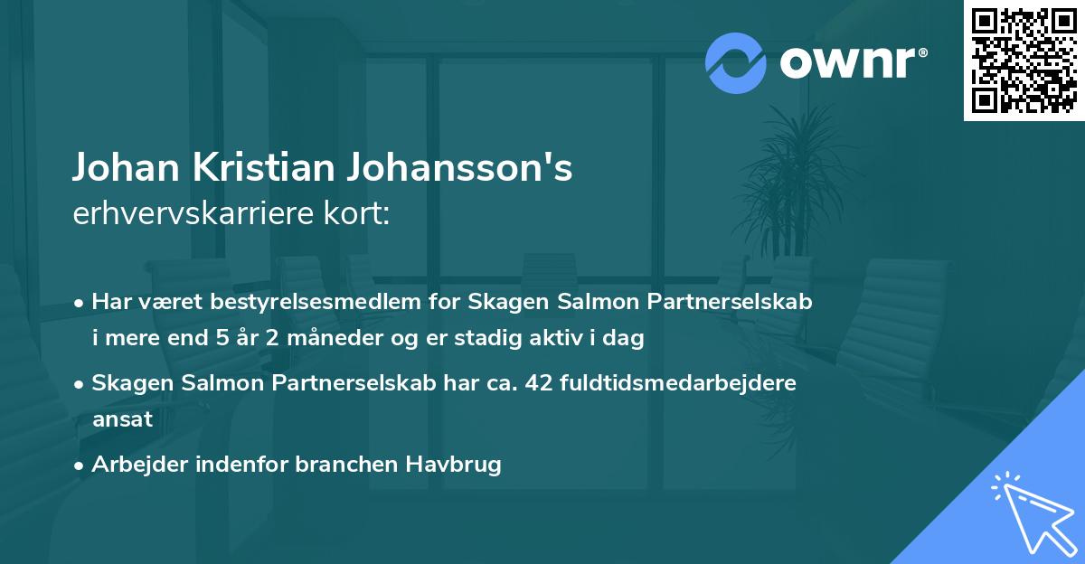 Johan Kristian Johansson's erhvervskarriere kort