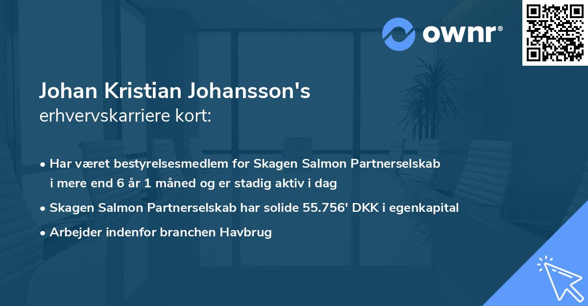 Johan Kristian Johansson's erhvervskarriere kort