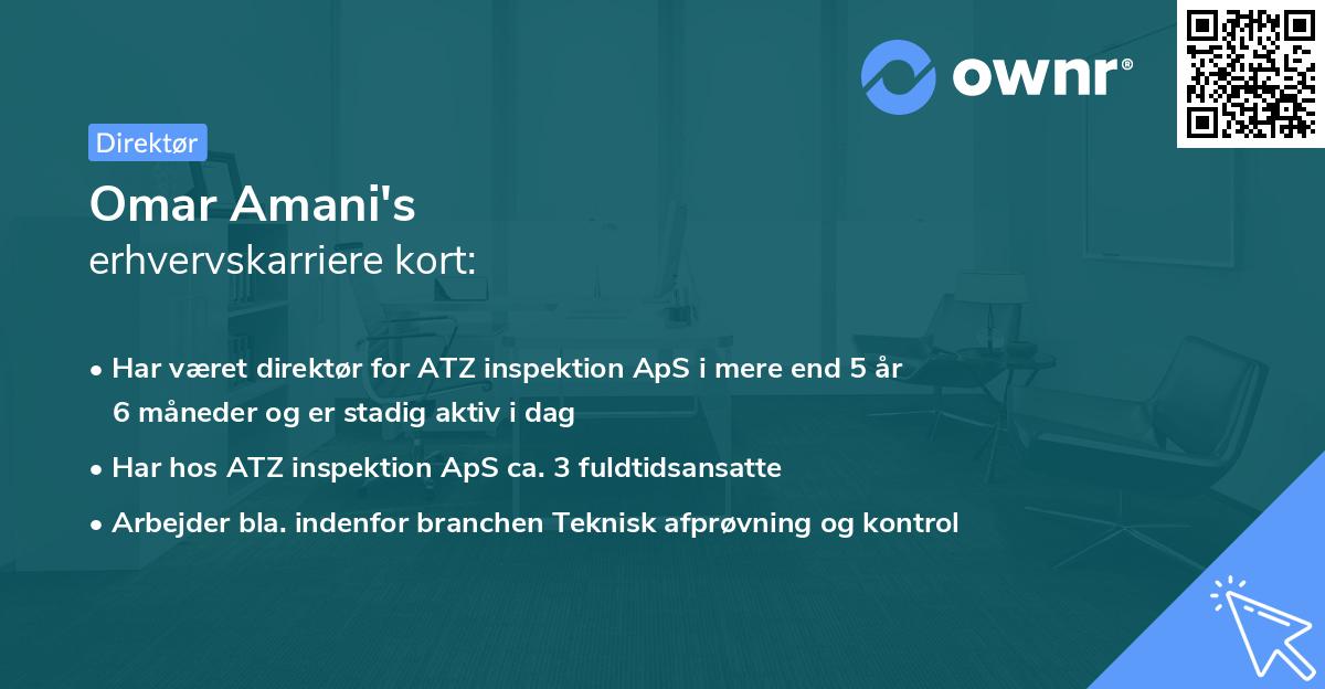 Omar Amani's erhvervskarriere kort
