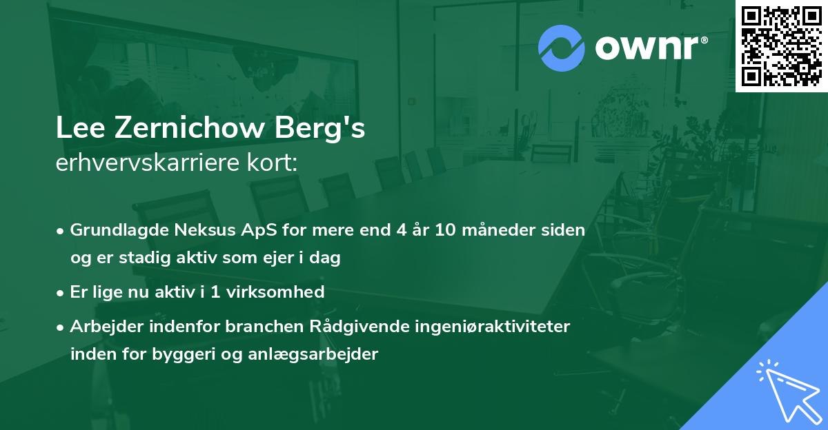 Lee Zernichow Berg's erhvervskarriere kort