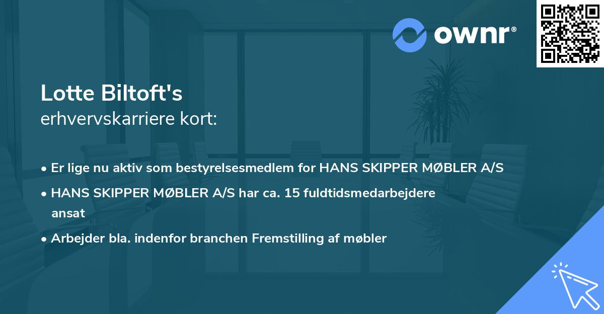 Lotte Biltoft's erhvervskarriere kort