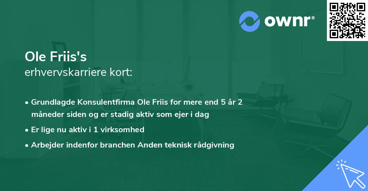 Ole Friis's erhvervskarriere kort