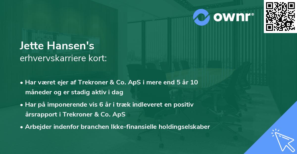 Jette Hansen's erhvervskarriere kort