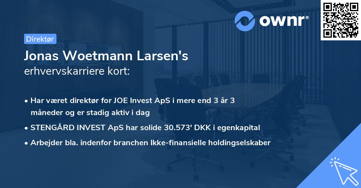 Jonas Woetmann Larsen's erhvervskarriere kort