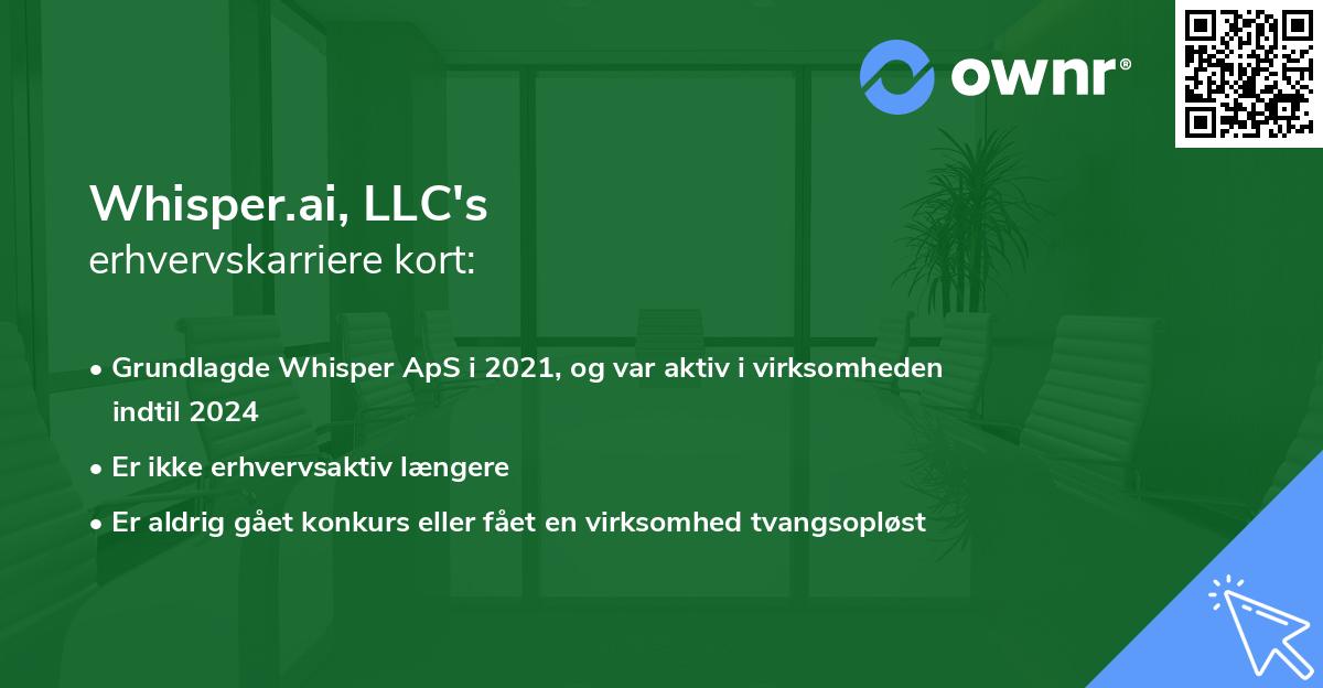 Whisper.ai, LLC's erhvervskarriere kort