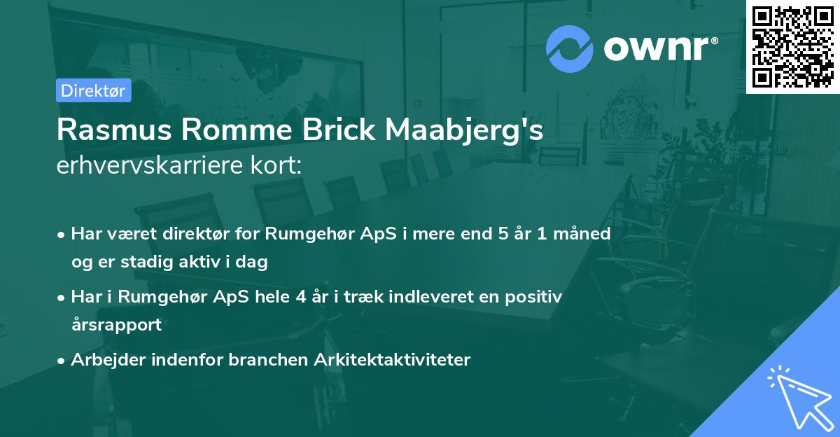 Rasmus Romme Brick Maabjerg's erhvervskarriere kort