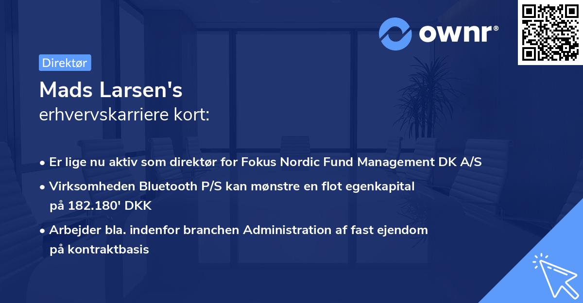 Mads Larsen's erhvervskarriere kort