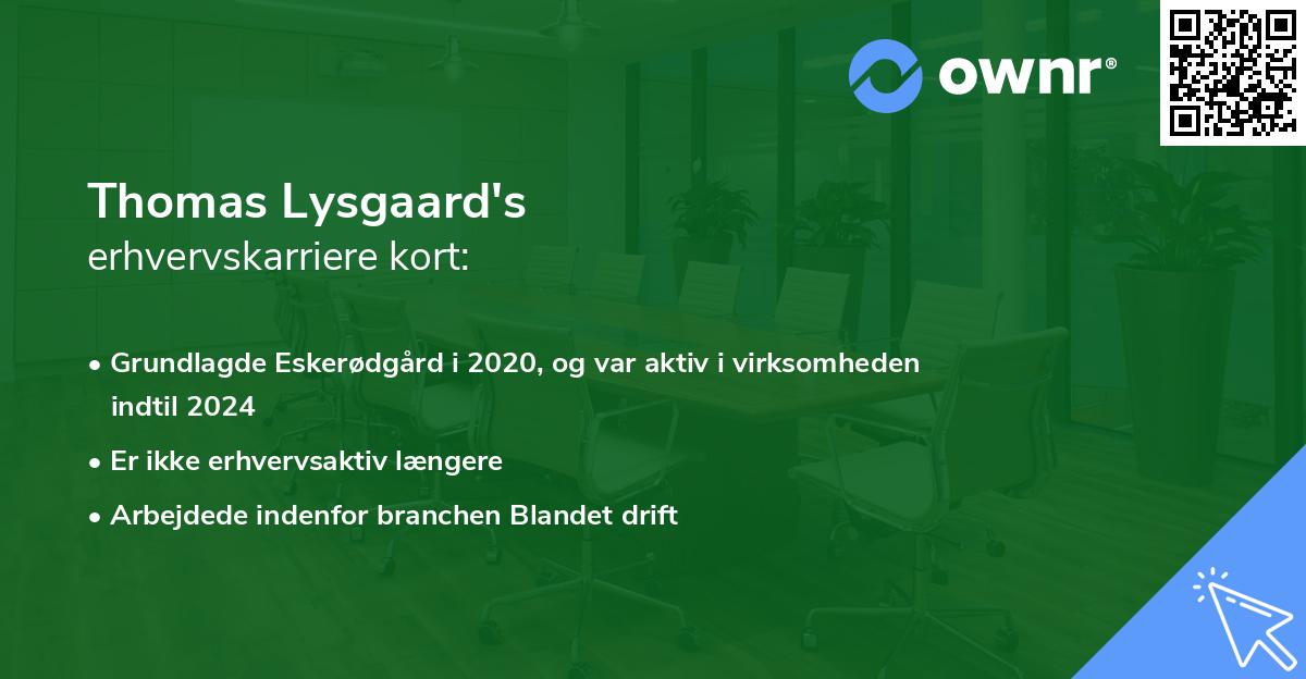 Thomas Lysgaard's erhvervskarriere kort