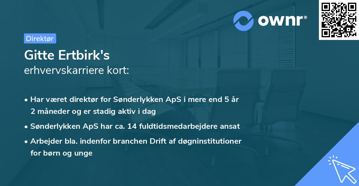 Gitte Ertbirk's erhvervskarriere kort