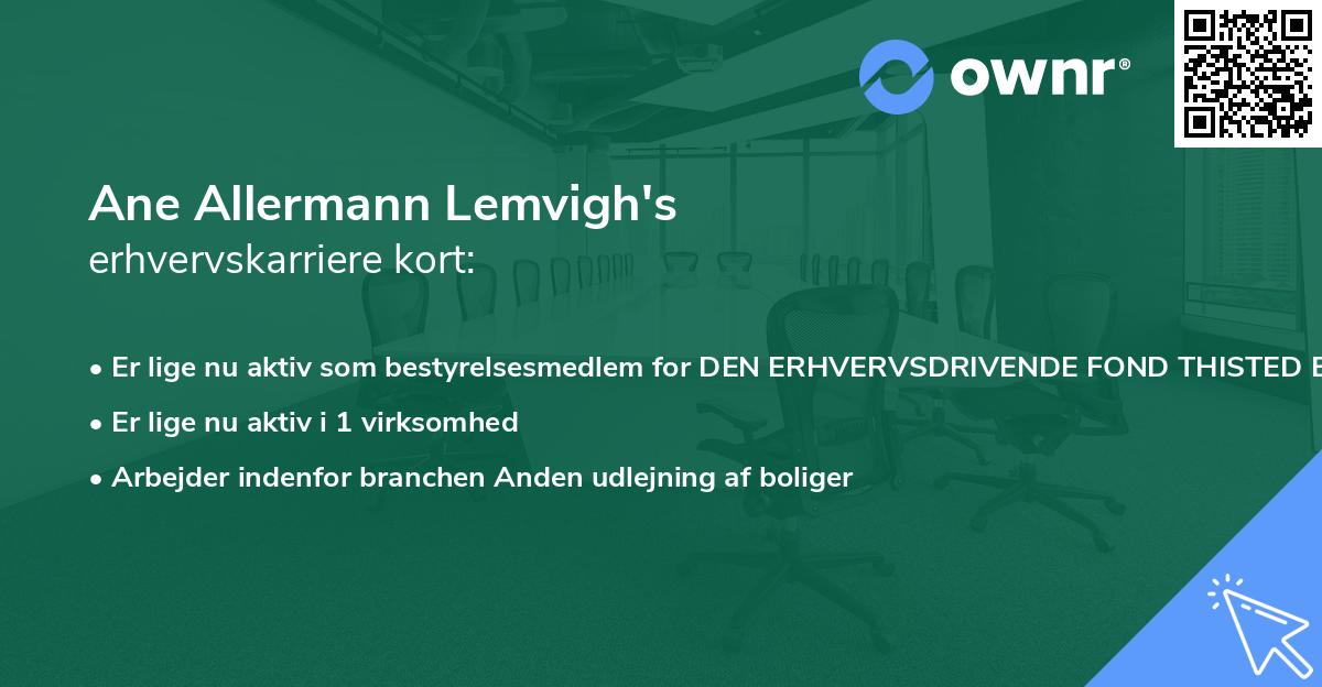 Ane Allermann Lemvigh's erhvervskarriere kort