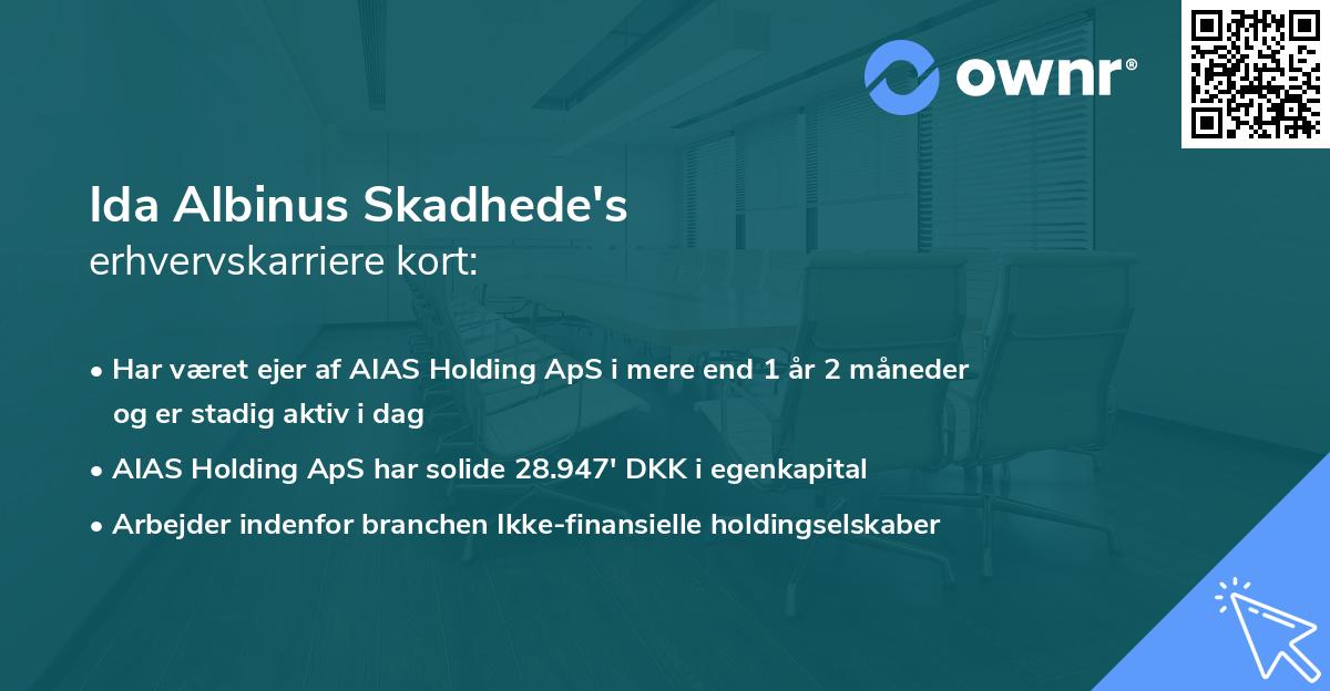 Ida Albinus Skadhede's erhvervskarriere kort