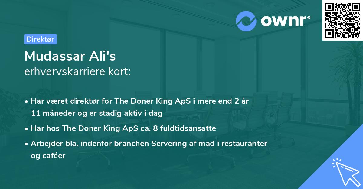 Mudassar Ali's erhvervskarriere kort