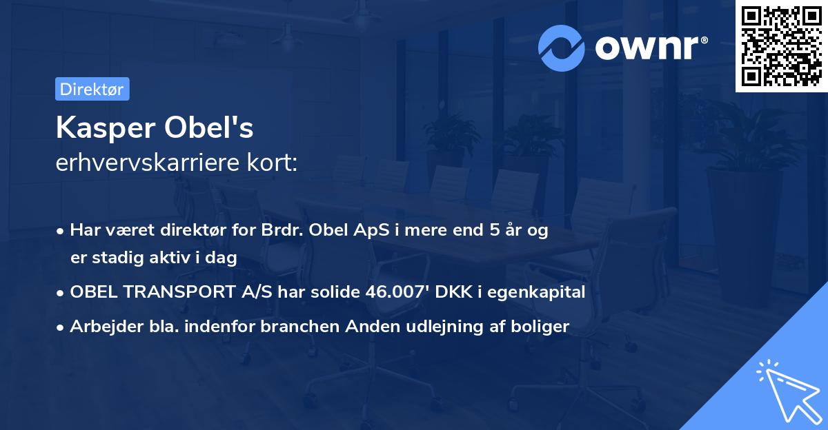 Kasper Obel's erhvervskarriere kort