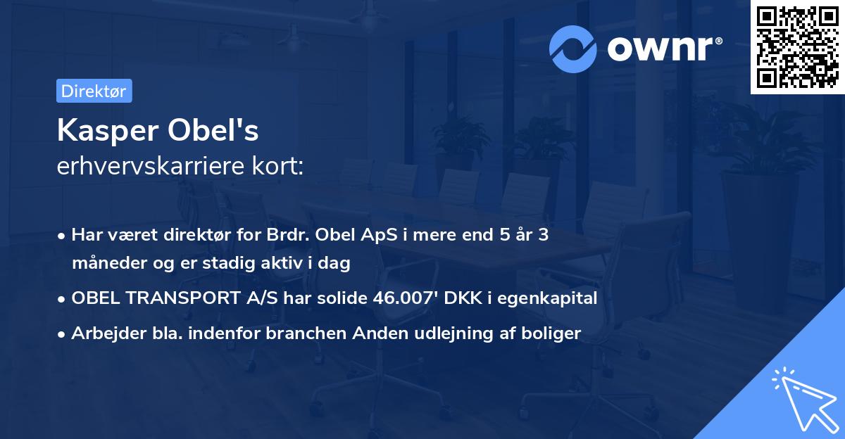 Kasper Obel's erhvervskarriere kort