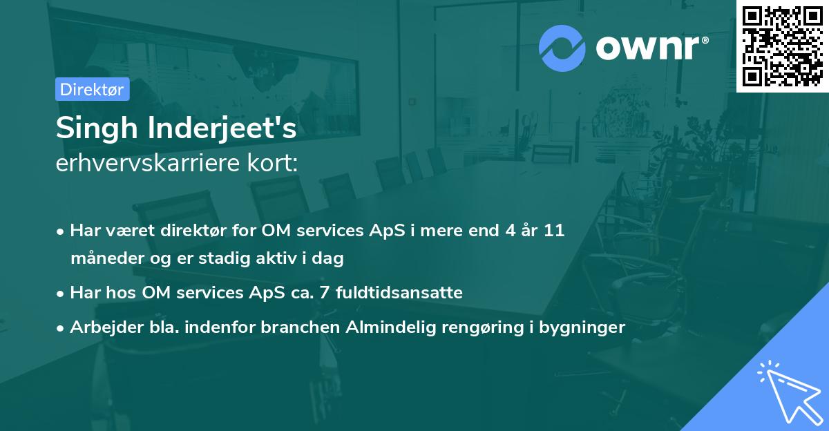 Singh Inderjeet's erhvervskarriere kort