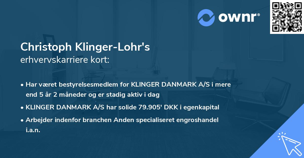 Christoph Klinger-Lohr's erhvervskarriere kort