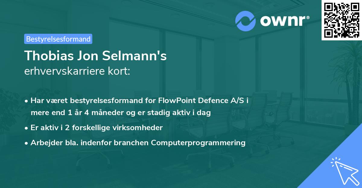 Thobias Jon Selmann's erhvervskarriere kort