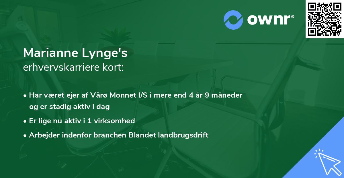 Marianne Lynge's erhvervskarriere kort