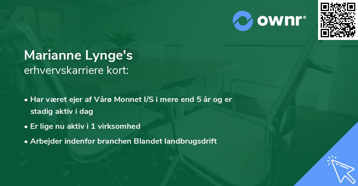 Marianne Lynge's erhvervskarriere kort