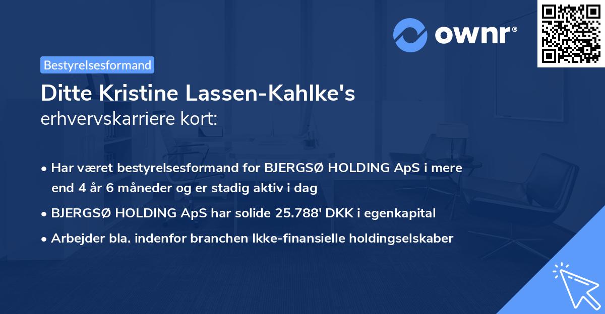 Ditte Kristine Lassen-Kahlke's erhvervskarriere kort