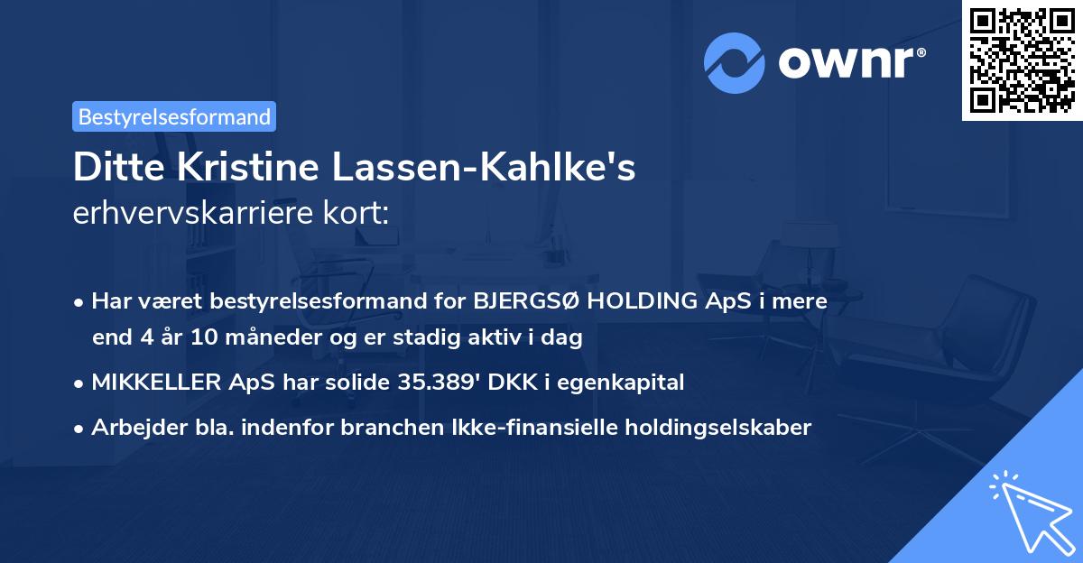 Ditte Kristine Lassen-Kahlke's erhvervskarriere kort
